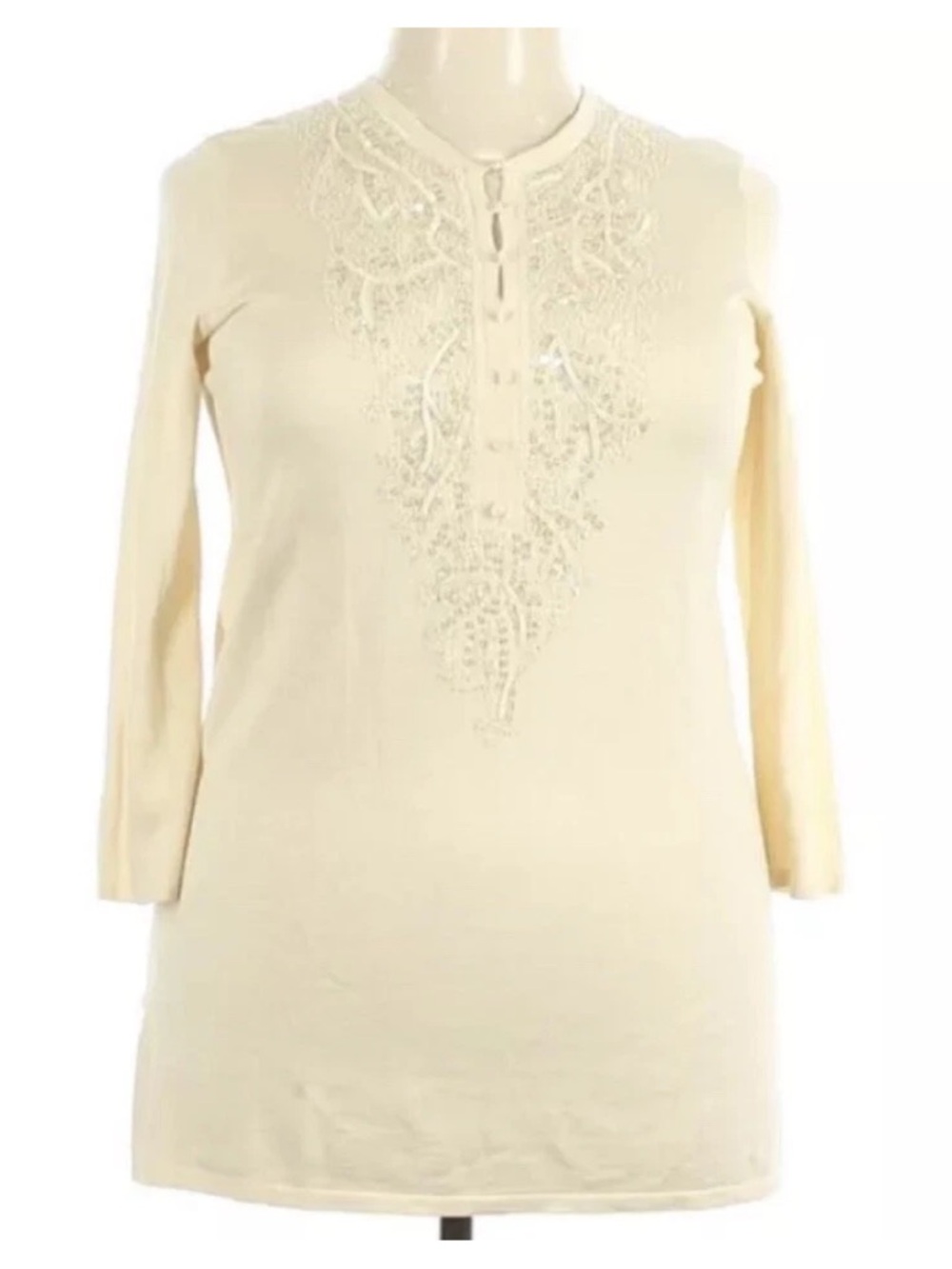 Magaschoni Off White Ivory Cream Sweater Top XL Excellent